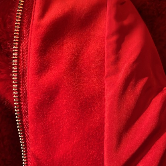 Zara TRF Outerwear Cherry Red Faux Fur Bomber Jacket - Picture 9 of 9